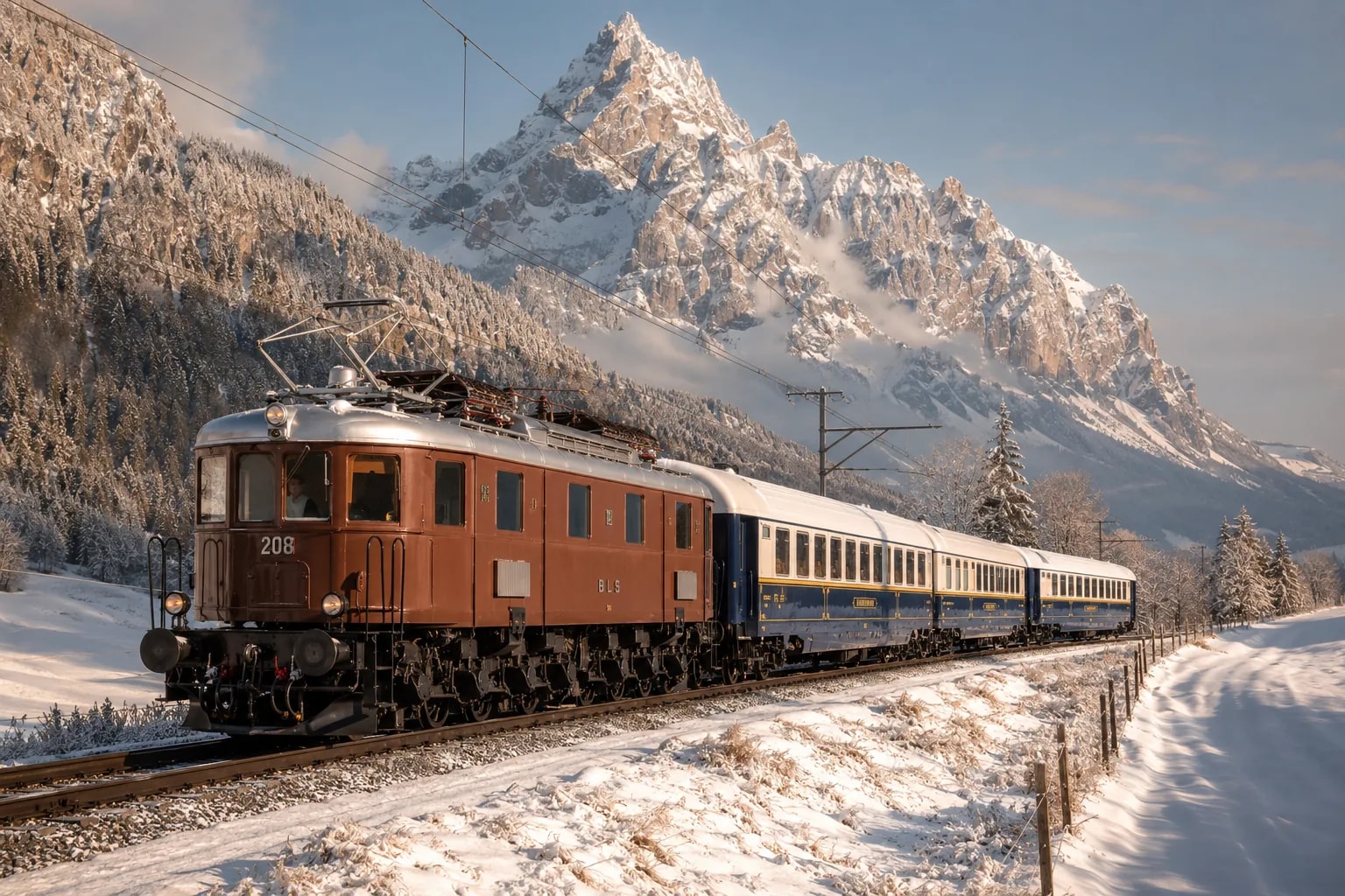 Der «Prestige Continental-Express» im verschneiten Berner Oberland